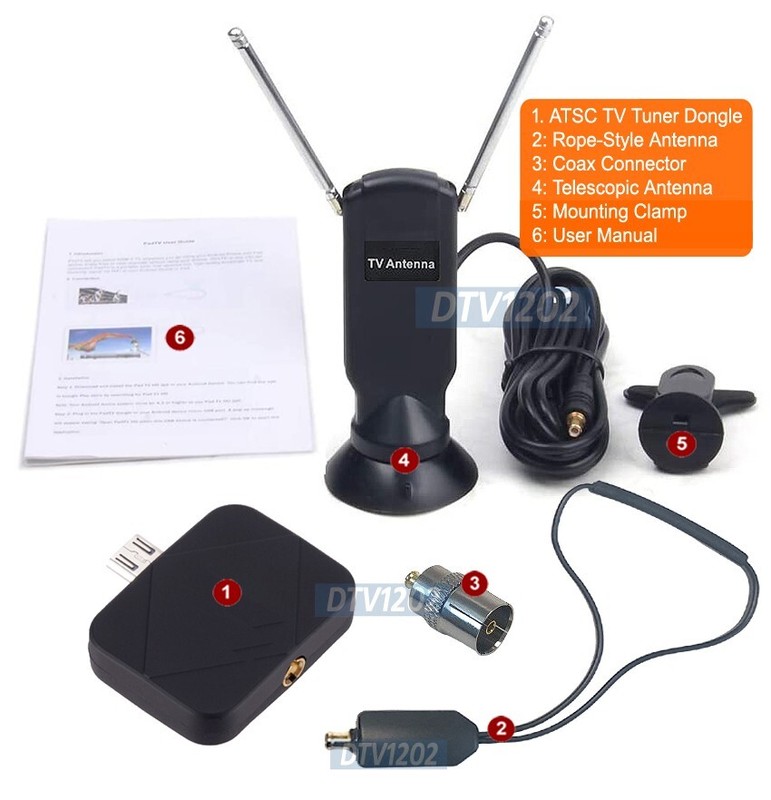 Digital ATSC TV Tuner Dongle  For Android-Based Tablet Smartphone