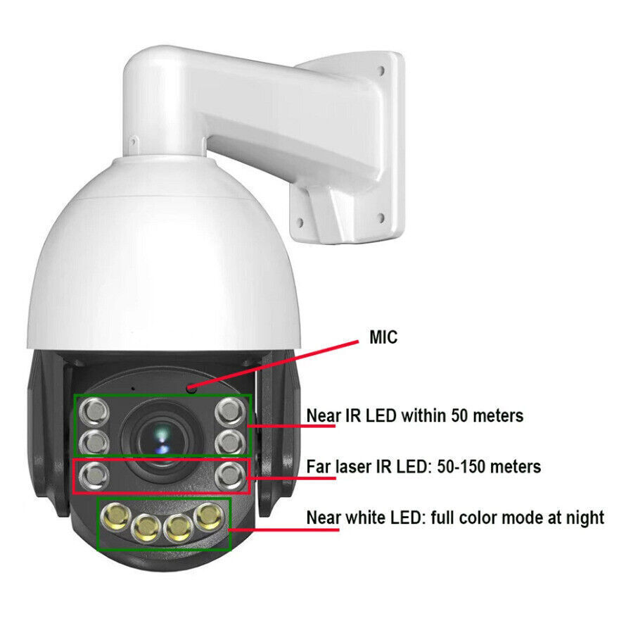 8MP 4K 300x Zoom security camera with outdoor wired 360 &deg; for home monitoring