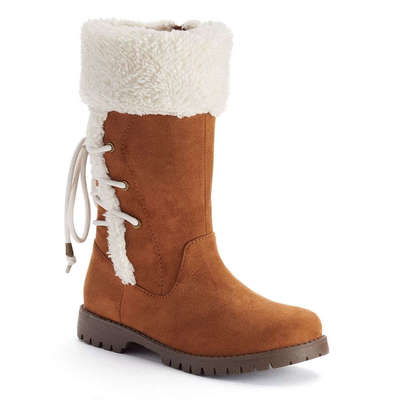 DISNEY D-Signed Womens Boots Descendants Spellbound Girls Brown Faux Fur NEW