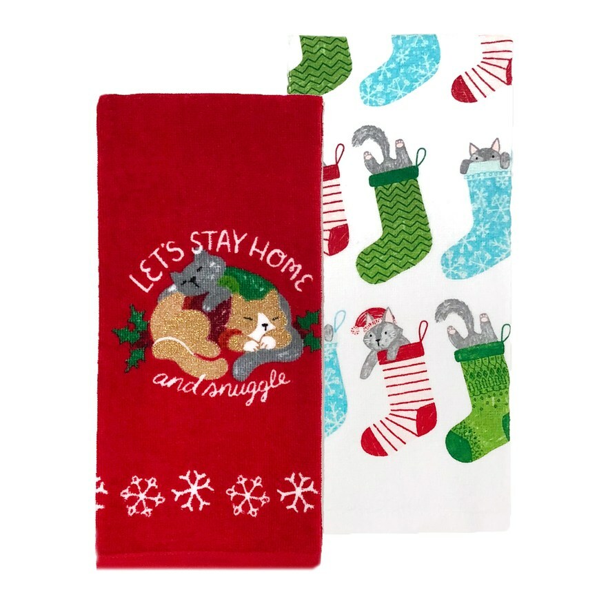 Set Of 2 Let's St. Nicholas Square Kitchen Towels