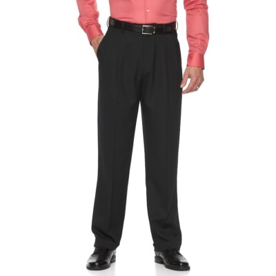 Croft and Barrow Dress Pants Men 36x36 Classic Fit Easy Care Pleated Black