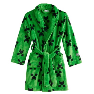 Minecraft Robe Boys Size 5 6 7 Pajama or Swimsuit Cover Up Creeper Bathrobe Girl