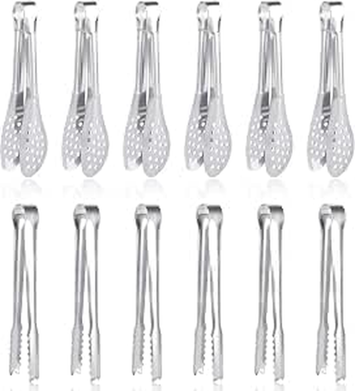 12 Pack 5 Inch Mini Stainless Steel Serving Tongs Appetizer