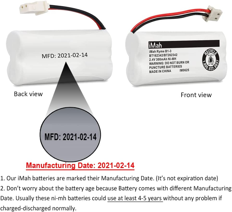 Bt162342/Bt262342 2.4V 300Mah Ni-Mh Cordless Phone Batteries