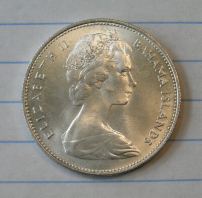 1966 BAHAMA ISLANDS ONE DOLLAR ELIZABETH II .800 SILVER COIN