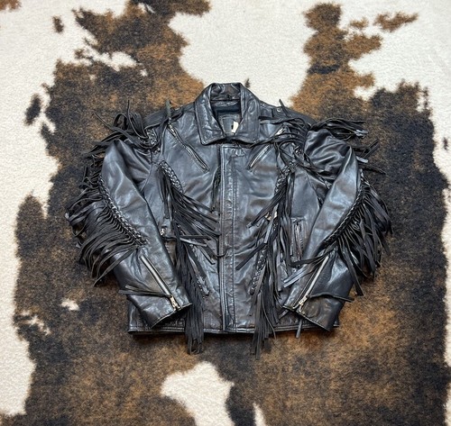 Vintage Leather Gallery Leather Jacket 40 Biker Embellished