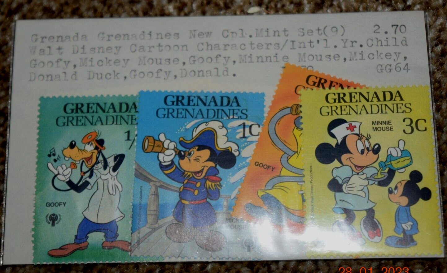 VINTAGE, GRENADA DISNEY MK#365-71, Mint Set (7) 
