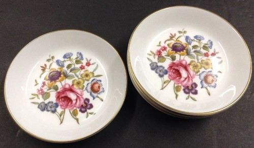 Vintage Butter Pats Royal Worcester Fine Bone China Set of 5 Plates Floral