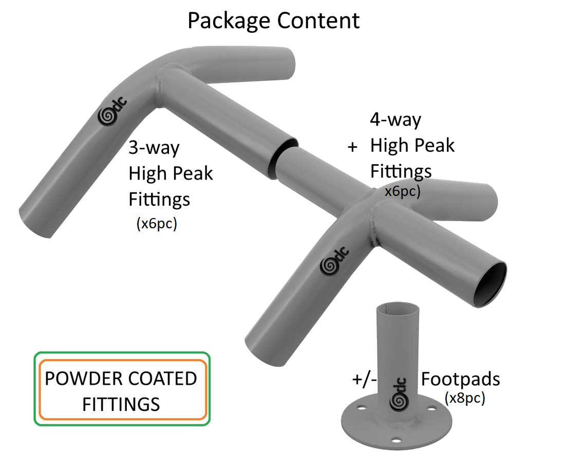 Carport Canopy Fitting Kit 13/8" ID Connector Bracket High Peak 8Leg Frame