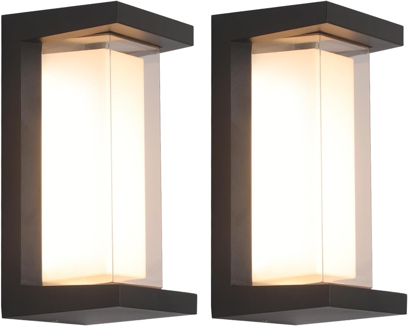 24W Porch Lights Outdoor 2160LM Modern Exterior Lights Fixtures 3CCT 3000K/4000K/6000K Black Outdoor Wall Lights LED Wall Mount Sconce for Garage Front Door Porch Hallway Doorway 2 Pack