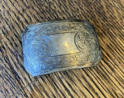 Antique 1900/'s Silver Plated Hand-Engraved Belt Buckle Additional Secure Chain Oval Bracelet