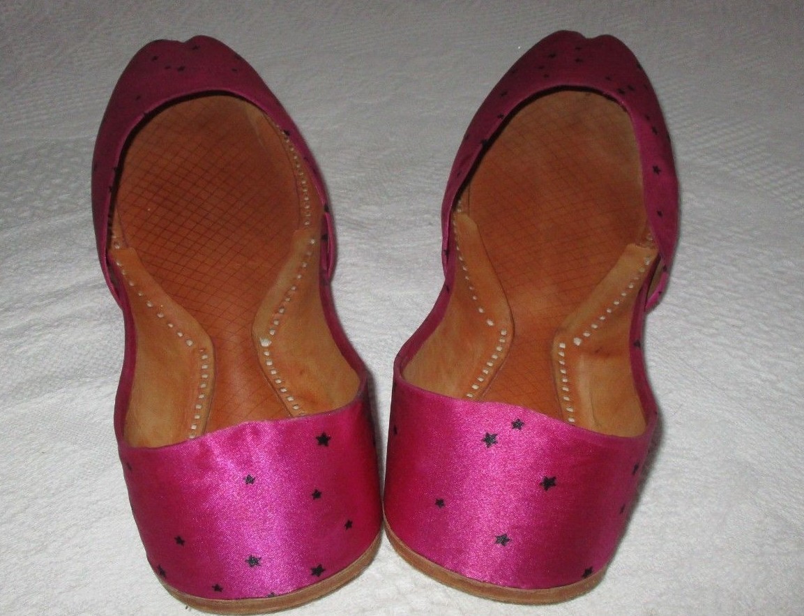 Jutti Women Shoes Handmade Leather Ballerinas Indian Flats US 10 Fuchsia & Stars