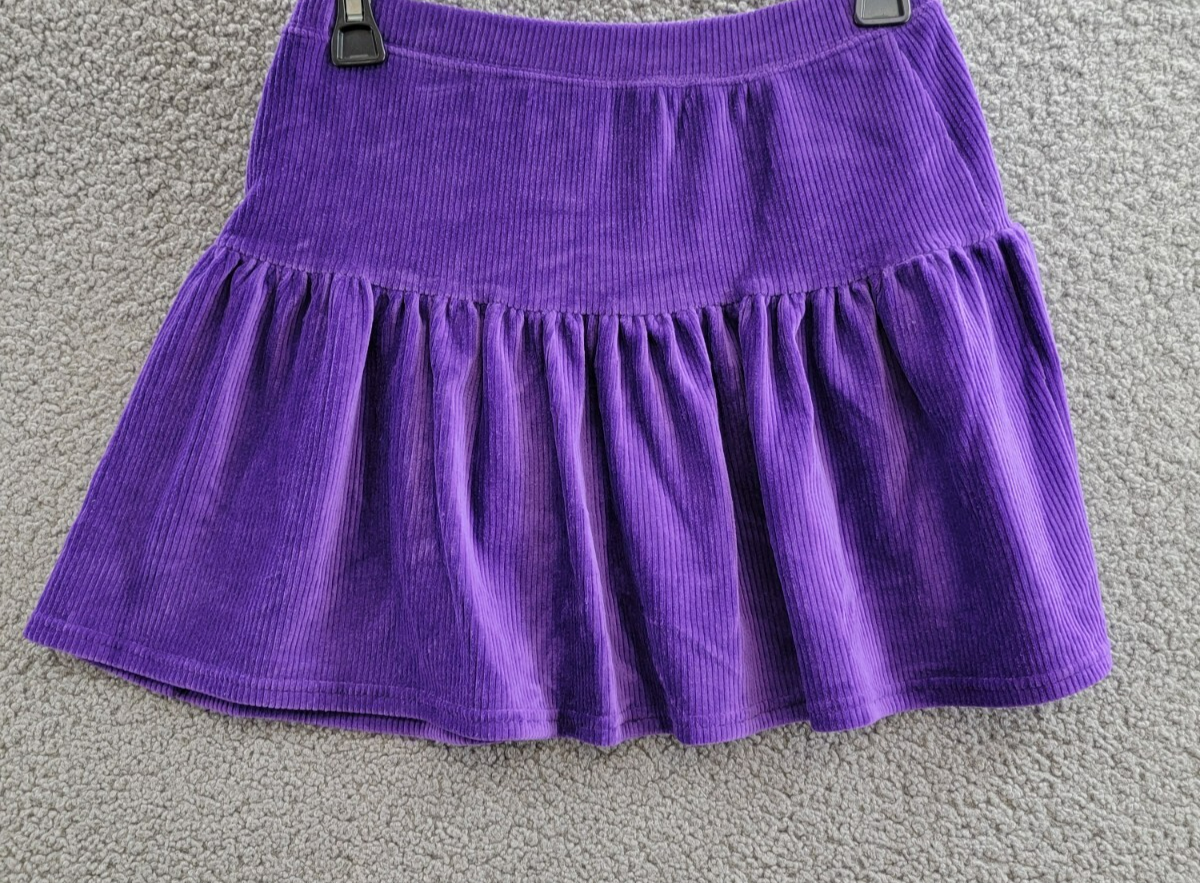 Polo Ralph Lauren Tiered Corduroy Skirt Big Girls L 12-14 Opulent Purple Pull On - Picture 9 of 15