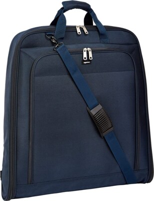 Amazon Basics Tri-Fold Garment Bag - Navy Blue, 40-Inch - new