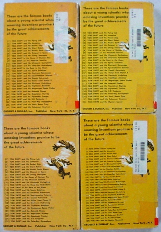 Tom Swift Jr 4 Lot Diving Seacopter Caves of Nuclear Fire Race to the Moon Deep-