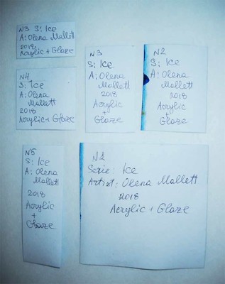 ICE original miniature acrylic painting 3 x 3 inches Olena Mallett Art