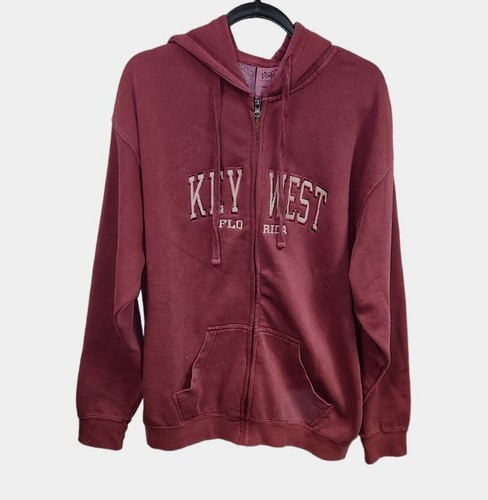 US Vintage Collection L Maroon Full Zip Key West Hoodie New