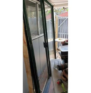 Green Glass Sliding Door And Green Security Screen With Grills