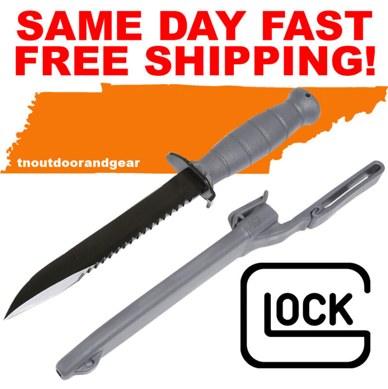 GLOCK GRAY KG039180 Field Knife w/Sheath 6.5" w/Saw SAME DAY FAST FREE SHIPPING