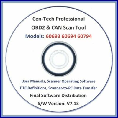 SOFTWARE CD : CEN-TECH OBD2 CAN Scanner Scan OBDII Code Reader 60693 60694 60794