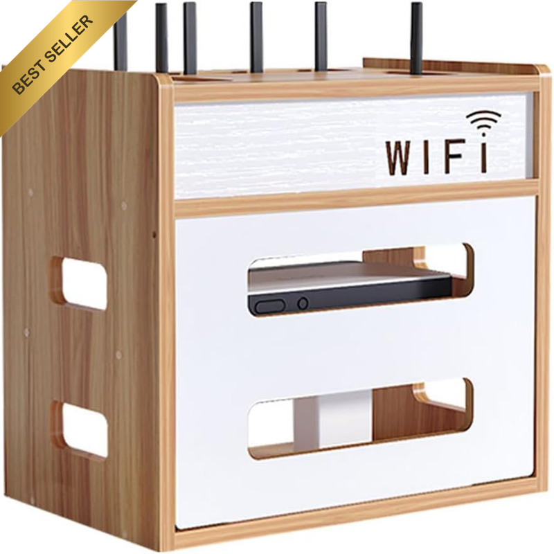 Wifi Router Storage Box, Wooden Router Shelf, Cable Management Box, Wooden TV Ca