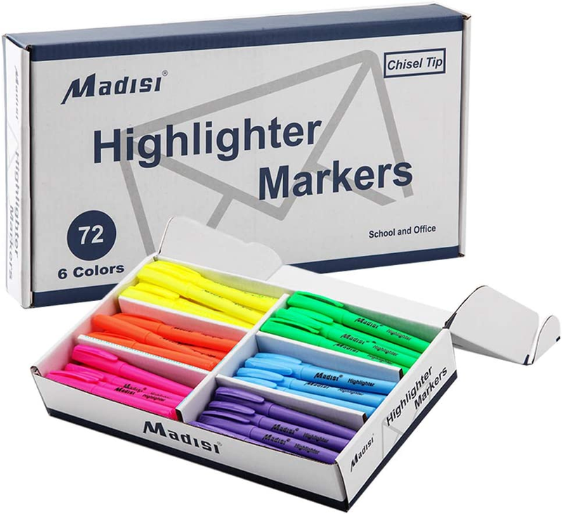 Highlighters, Chisel Tip, Assorted Colors, Bulk Pack, 72-Cou