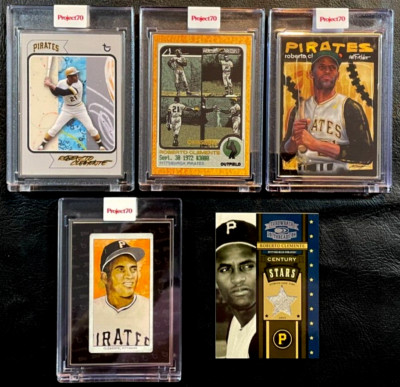 Roberto Clemente 5 Card Lot - 4 Project 70 Artist Proof Cards, 1 Game-Used #9/10