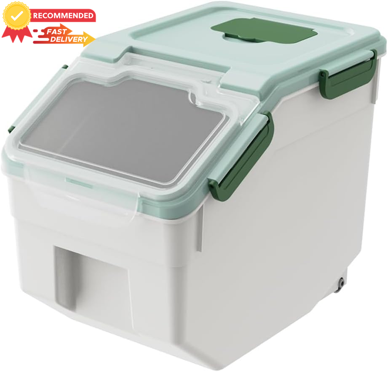 Large Rice Bucket Box, Cereal Container, Sealed Plastic Grain Bin for Kitchen