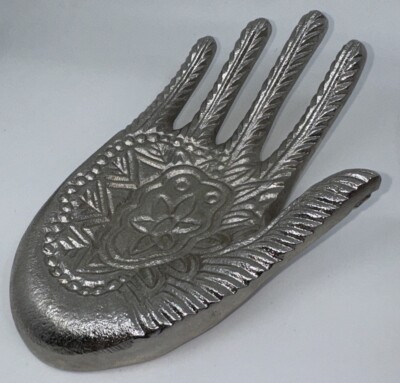 Open Palm Hand Sculpture with Design On Palm, Collectible Trinket Or Soap Dish