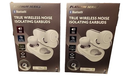 2  X Travelocity True Wireless Noise Isolating Bluetooth Earbuds Pro White New