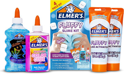 Elmer s Fluffy Slime Kit, Includes Elmer s Translucent Color Glue, Elmer s Glue,