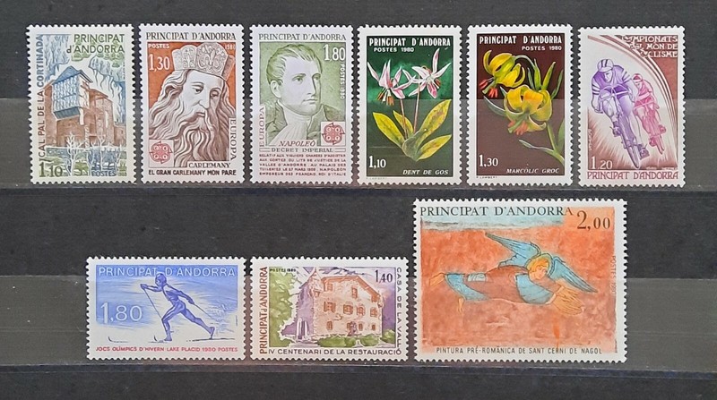 Andorre 1980 AnnÃ©E ComplÃ¨Te NÂ° 282 Ã  290, Neufs** Luxe, Cote=14,80â¬