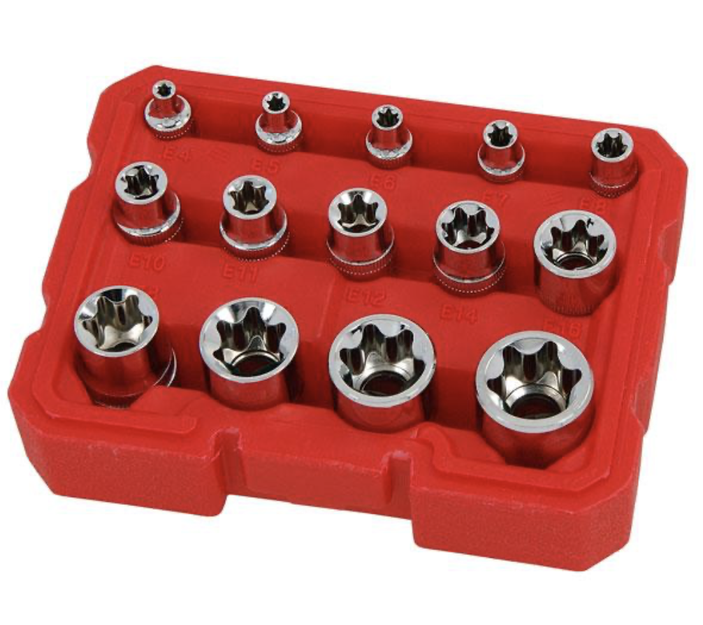 New WNB 14pc FEMALE STAR E TORX SOCKET SET E4 E5 E6 E7 E8 E10 E12 E14