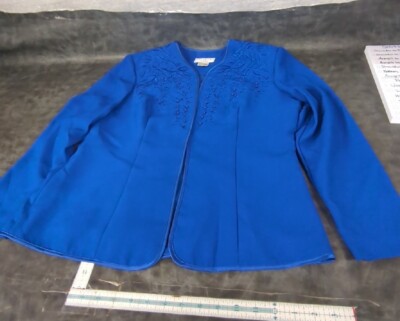 Kathy Che Jacket Womens 12 Blue Embroidered Lined Che Studios Light