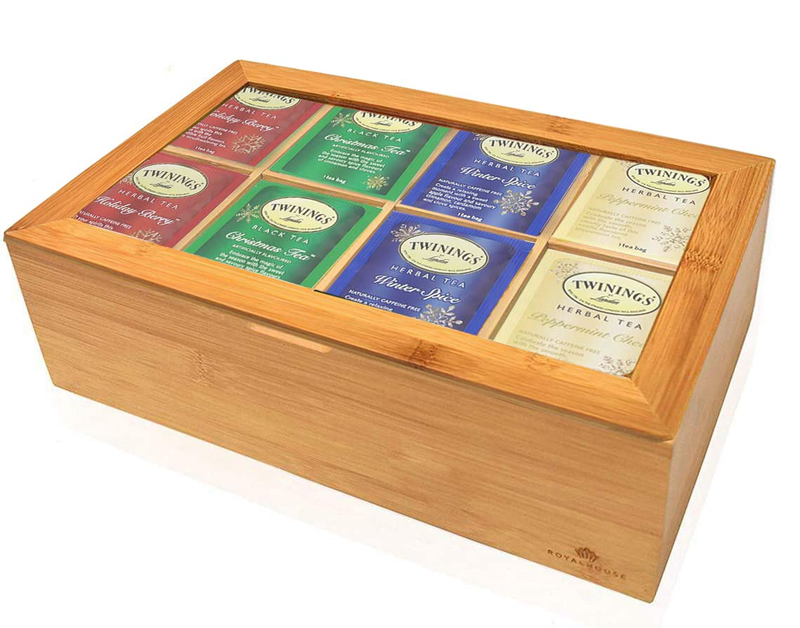 Twinings Valentines Day Gifts, Tea Bags in Bamboo Gift Box, 40 Count, 4 Seasonal