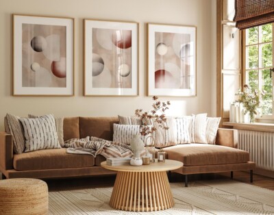 Set Of 3 Geometric Abstract Shapes Vector Design Wall Art Home Decor