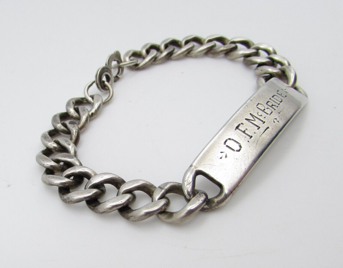 WWII Sterling Mexico Cuban Link Sterling Silver ID bracelet WWII Sterling Mexico Cuban Link Sterling Silver ID bracelet
