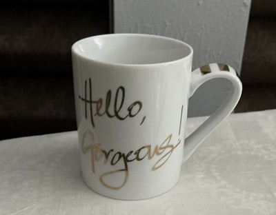 Pier 1 Imports  Hello Gorgeous!  White And Gold Porcelain Mug
