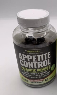 DietWorks, Appetite Control, Prebiotic Gummies, Raspberry ,60 Gummies 12/25