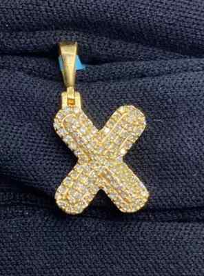 14K Yellow Gold Plated 2Ct Round Lab Created Diamond Initial ''X'' Letter Pendant