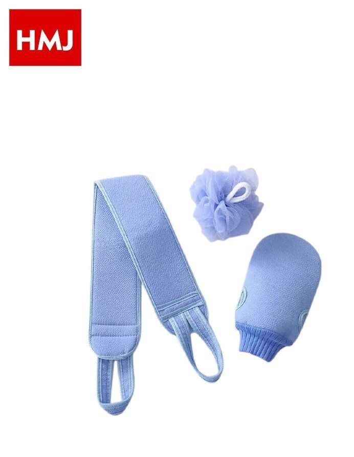 Set Lavaschiena 3 Pezzi Spugna Guanto Fascia Lava Corpo Doccia Bagno hmj