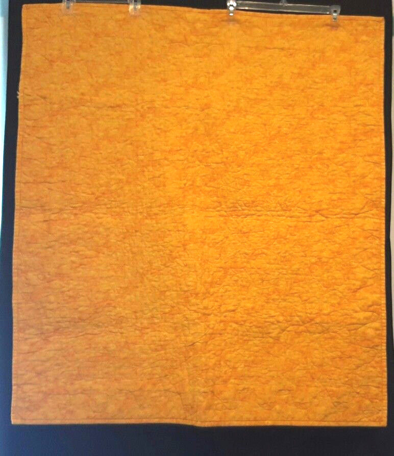 Handmade Quilted Baby Blanket Orange With Multi Colored Squares 37.5