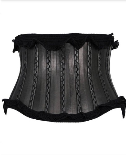 ALAIA Vintage Azzedine Alaia black leather corset with