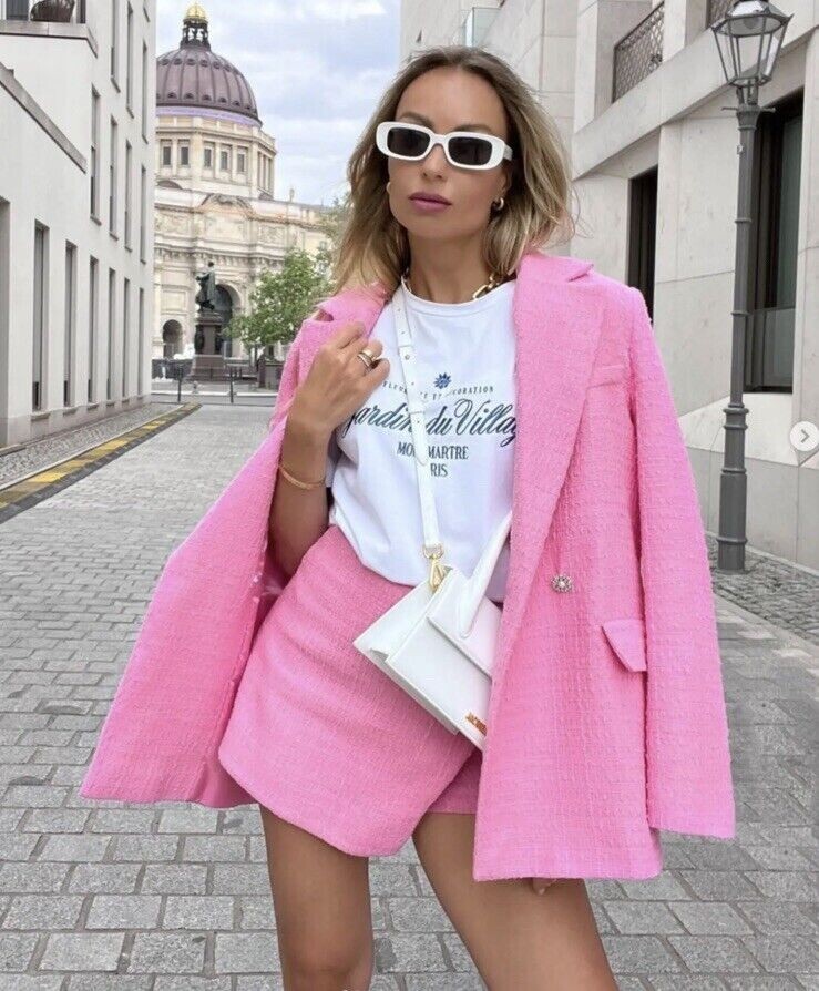 美品✨ ZARA × MANTECO ダブルチェスターコート フクシア ピンク ZARA FUCHSIA WARM MANTECO WOOL BLEND DOUBLE-BREASTED PREMIUM