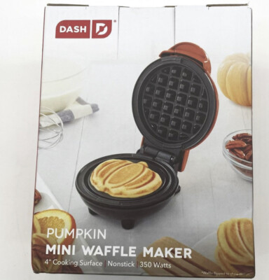 DASH 4 inch Pumpkin Mini Waffle Maker in Orange Brand New! Autumn Fall Cozy.