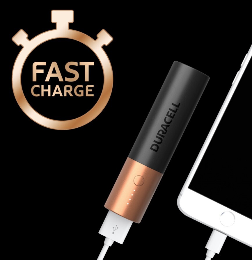 Duracell 3350 mAh Fast Charge Portable Power Bank Charger & Multi Cable