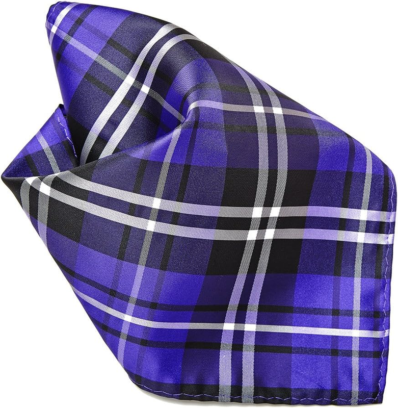 Purple Black White Plaid Design Men'S Hankerchief Pocket Square Hanky