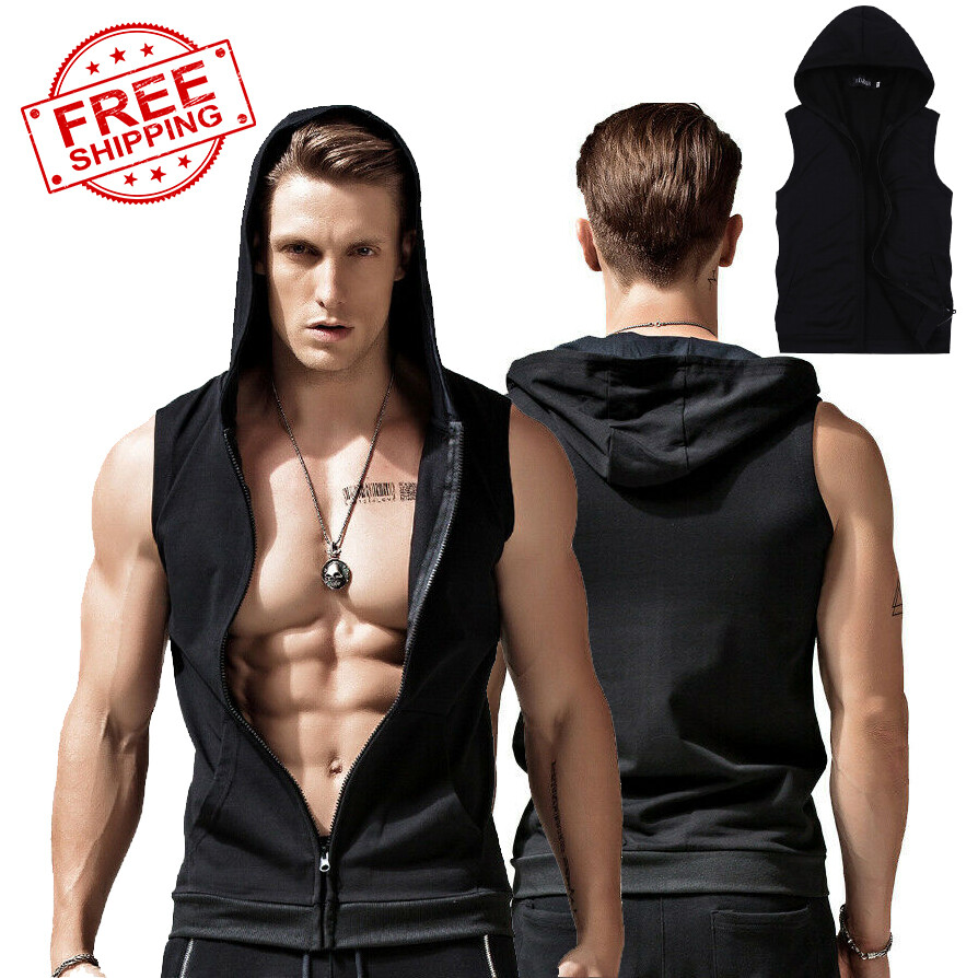 かなたSWEAT SLEEVELESS ZIPPED HOODIE かなたSWEAT SLEEVELESS ZIPPED HOODIE Mens Slim Fit