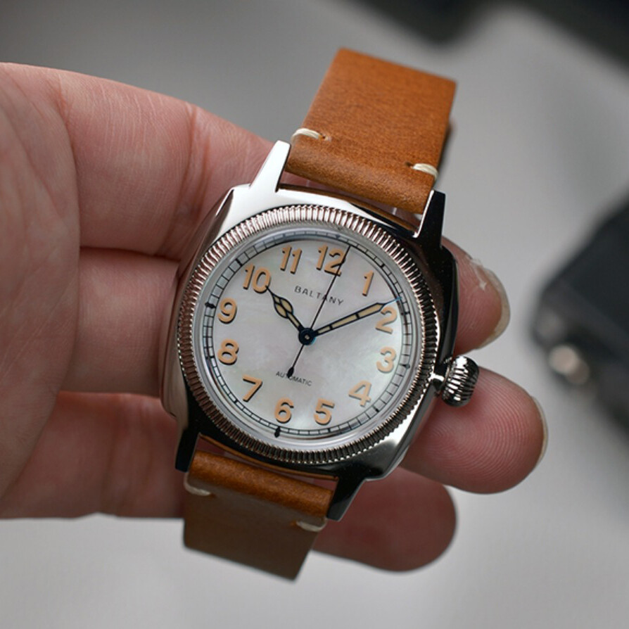 Pre-owned Baltany Men Pilot Watch Luxury 36mm Automatic Mechaical Wristwatch Luminous 9015