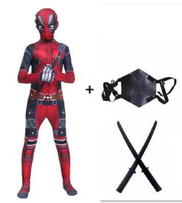 Deadpool Kids Cosplay Costume Halloween with sword